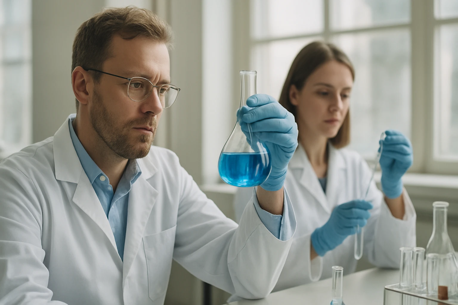 A kandelilla viasz eredete, jellemzői és felhasználási módjai Kémikusok laboratóriumban kandelilla viasszal kapcsolatos kísérletet végeznek.