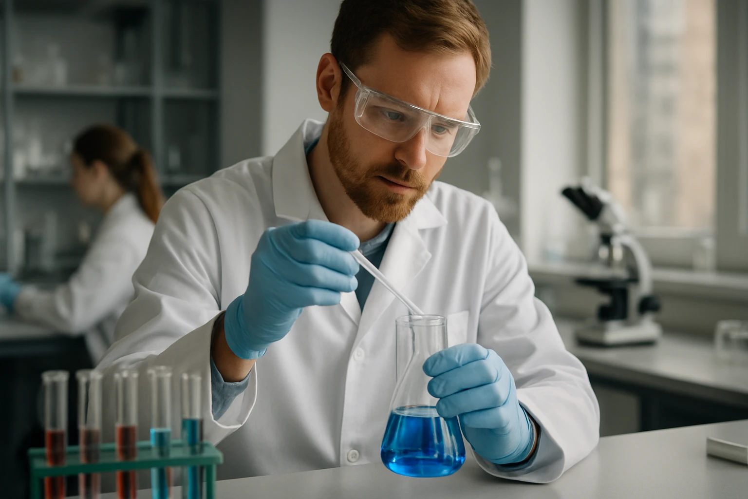 Kémiai kísérlet laboratóriumban, kapszorubin vizsgálata