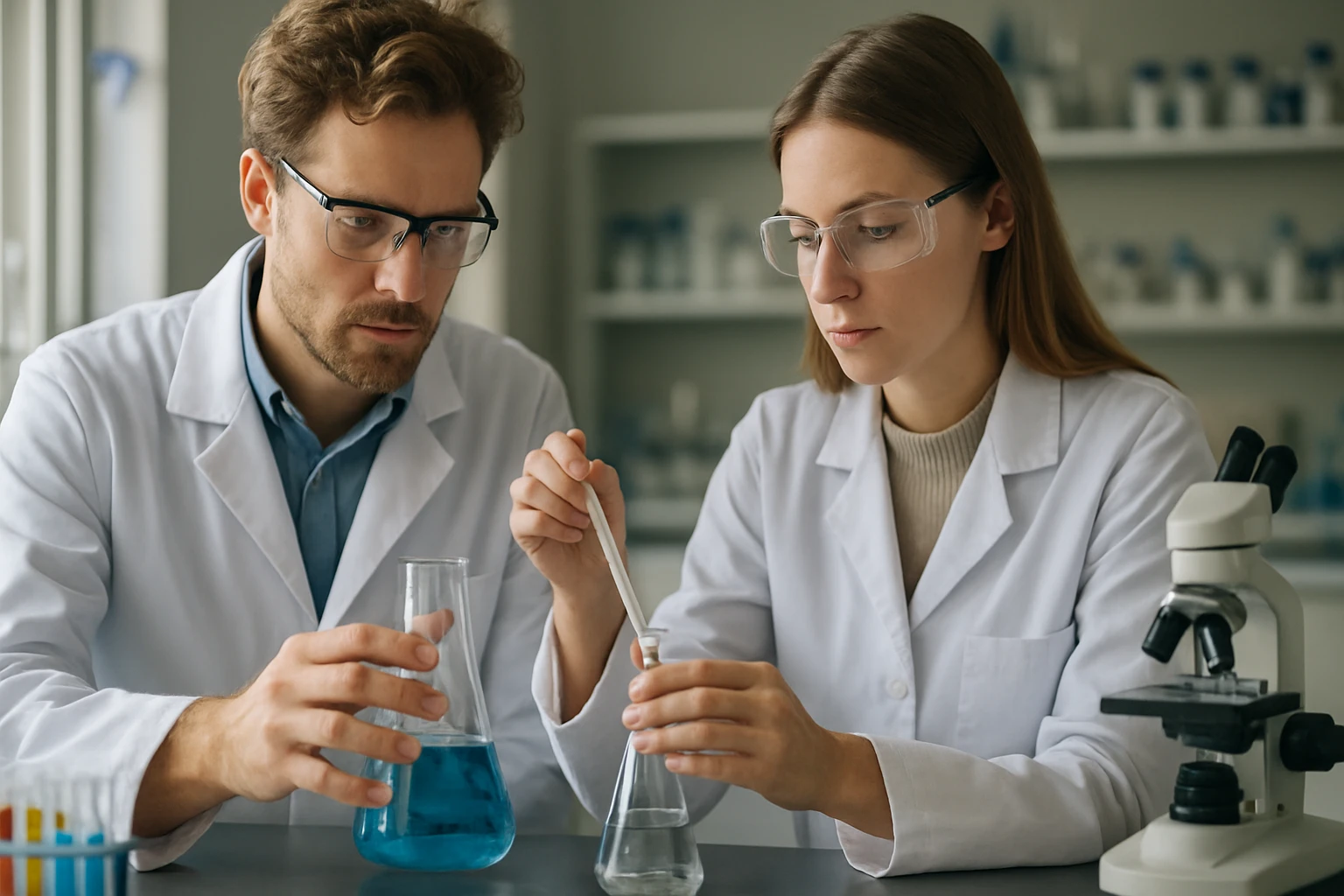 A konduktometria alapjai és gyakorlati alkalmazásai Két laboratóriumi szakember konduktometriai mérést végez