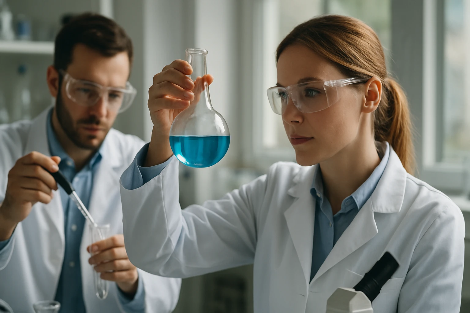 A kurium: tulajdonságai, előállítása és felhasználási lehetőségei Tudósok kémiai kísérletet végeznek laboratóriumban.