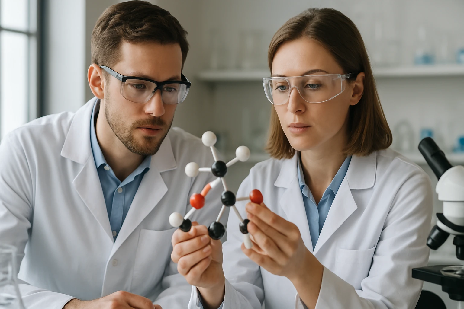 A lineáris furokumarinok: szerkezetük, hatásaik és előfordulásuk áttekintése Két kutató furokumarin molekulákat elemez a laboratóriumban.