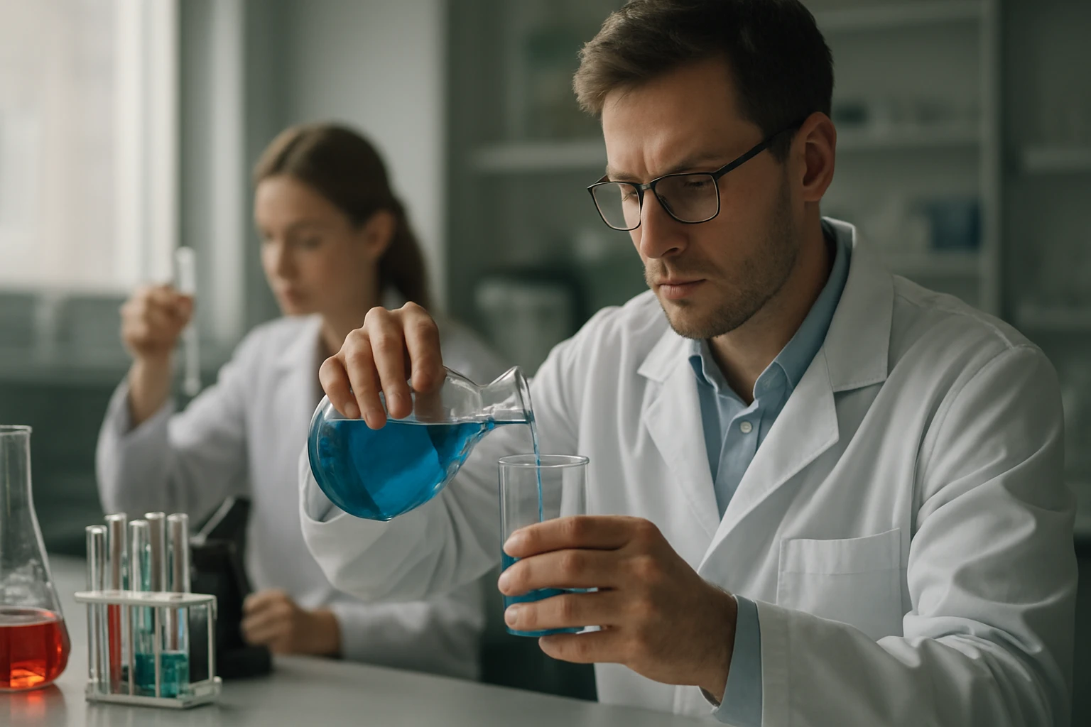 Kémiai kísérlet magnézium-bikarbonáttal laboratóriumban