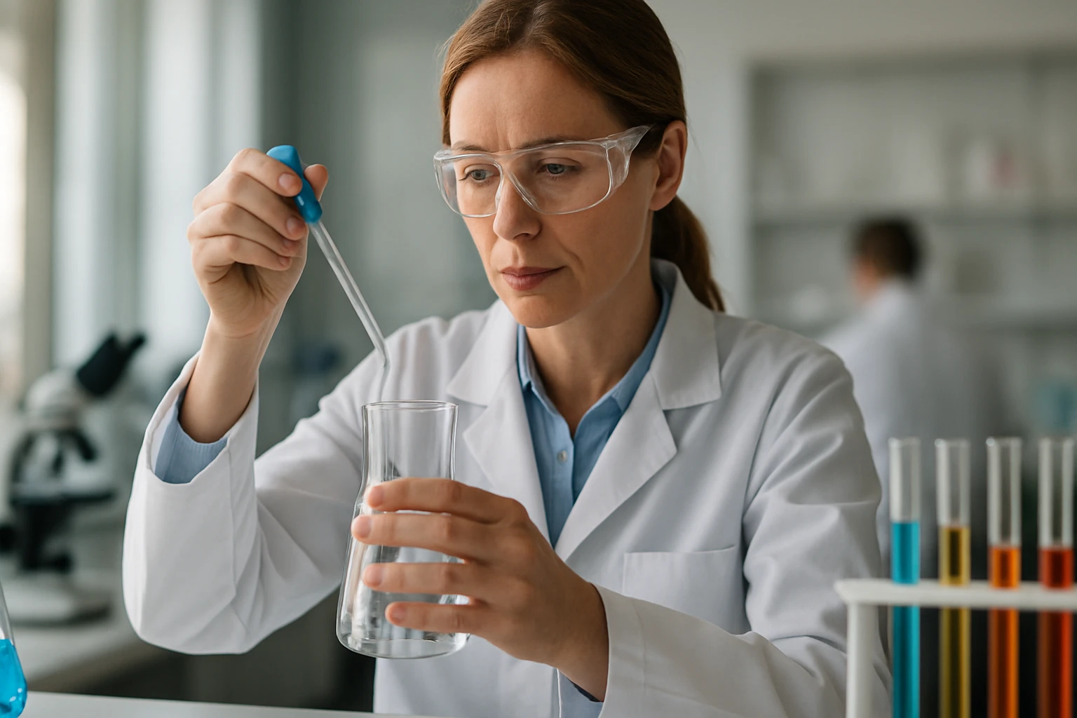 Kémiai kísérlet mangánvegyületekkel laboratóriumban