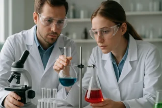 Lítium-fluorid kémiai kísérlet laboratóriumban