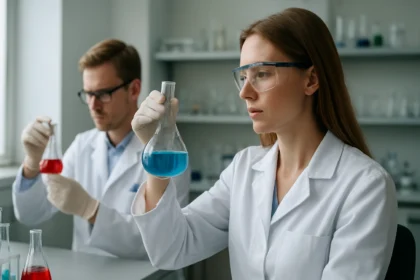 Két kémikus laboratóriumban lítium-hidrid kísérletet végez