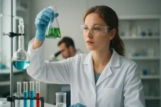 Laborkörnyezetben magnézium-kloriddal végzett kémiai kísérlet