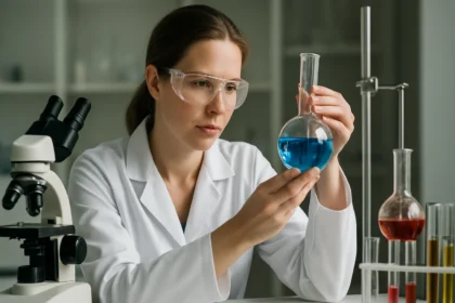 Kémiai kísérlet laboratóriumban, másodrendű szénatom elemzése