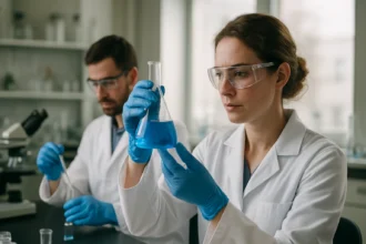 Laboratóriumi kísérlet kémiai vegyületekkel, melitrioz és raffinóz kutatása