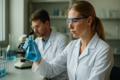 Kémiai kísérlet hidrogén-bromid előállítására laboratóriumban.