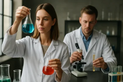 Kémiai kísérlet hidrogén-peroxiddal laboratóriumban