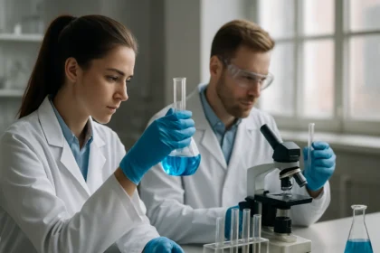 Laboratóriumi kutatás során hidrogén-peroxid vizsgálata