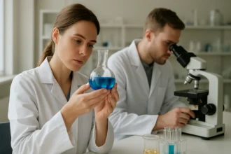 Kémikusok laboratóriumban, ionpárok vizsgálata