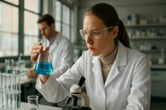 Kutató laboratóriumban izopentil-acetát elemzése