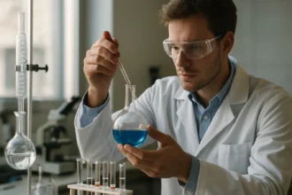 Kémiai kísérlet laboratóriumban kalcium-karbid előállításához