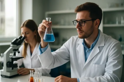 Kémiai kísérlet jód-monokloriddal a laboratóriumban