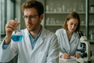 Kutatók laboratóriumi munka során kálium-propionátról