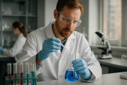 Kémiai kísérlet laboratóriumban, kapszorubin vizsgálata