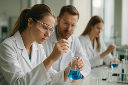 Kémiai kísérlet laboratóriumban, karbodiimid vizsgálata