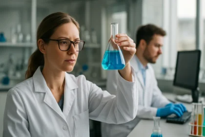 Laboratóriumi kutató karmin színezék előállításához szükséges kísérleteken dolgozik.