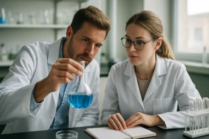 Kémiai kísérlet karnaubaviasz kutatás során laboratóriumban.