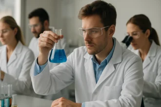 Laboratóriumi kísérlet nagy sűrűségű polietilén (HDPE) kutatásához.