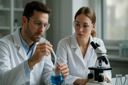 Kémiai kísérlet kétenekkel laboratóriumban