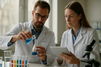 Kémiai laboratóriumi munka: kísérlet és elemzés folyamat közben