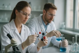 Laboratóriumi kísérlet klorátokkal és kémiai vegyületekkel