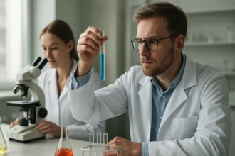 Kémikusok laboratóriumban LIAH2 vizsgálata