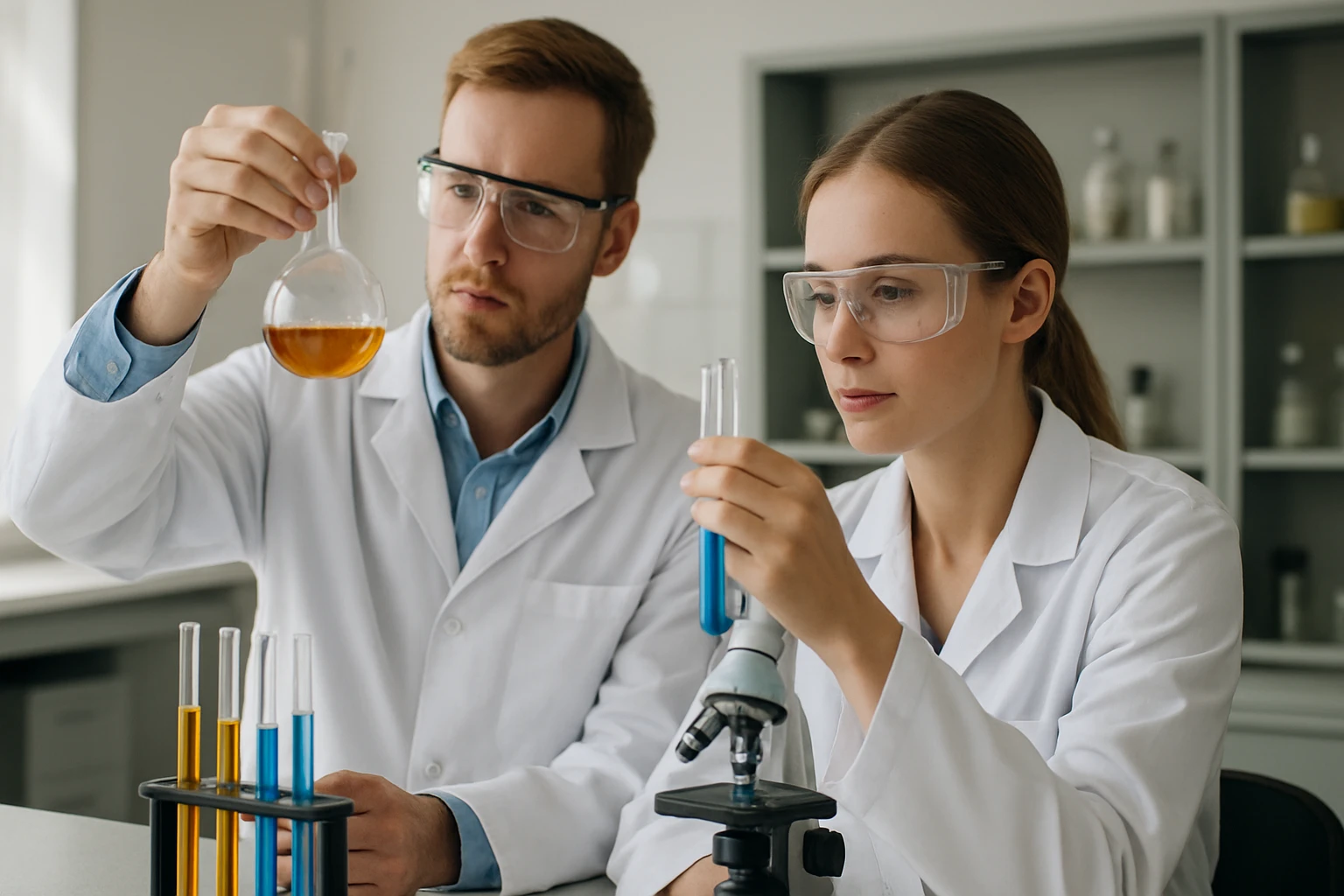 Két vegyész laboratóriumban, 3-oxobutánsav kutatása