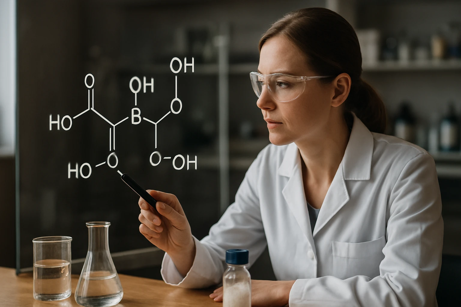 Kifejlődő borkősav sók kémiai szerkezetének elemzése laboratóriumban.