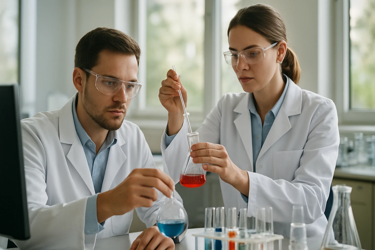 Linus Carl Pauling: Ki volt ő, és miért jelentős a munkássága? Két tudós kémiai kísérletek közben laboratóriumban.