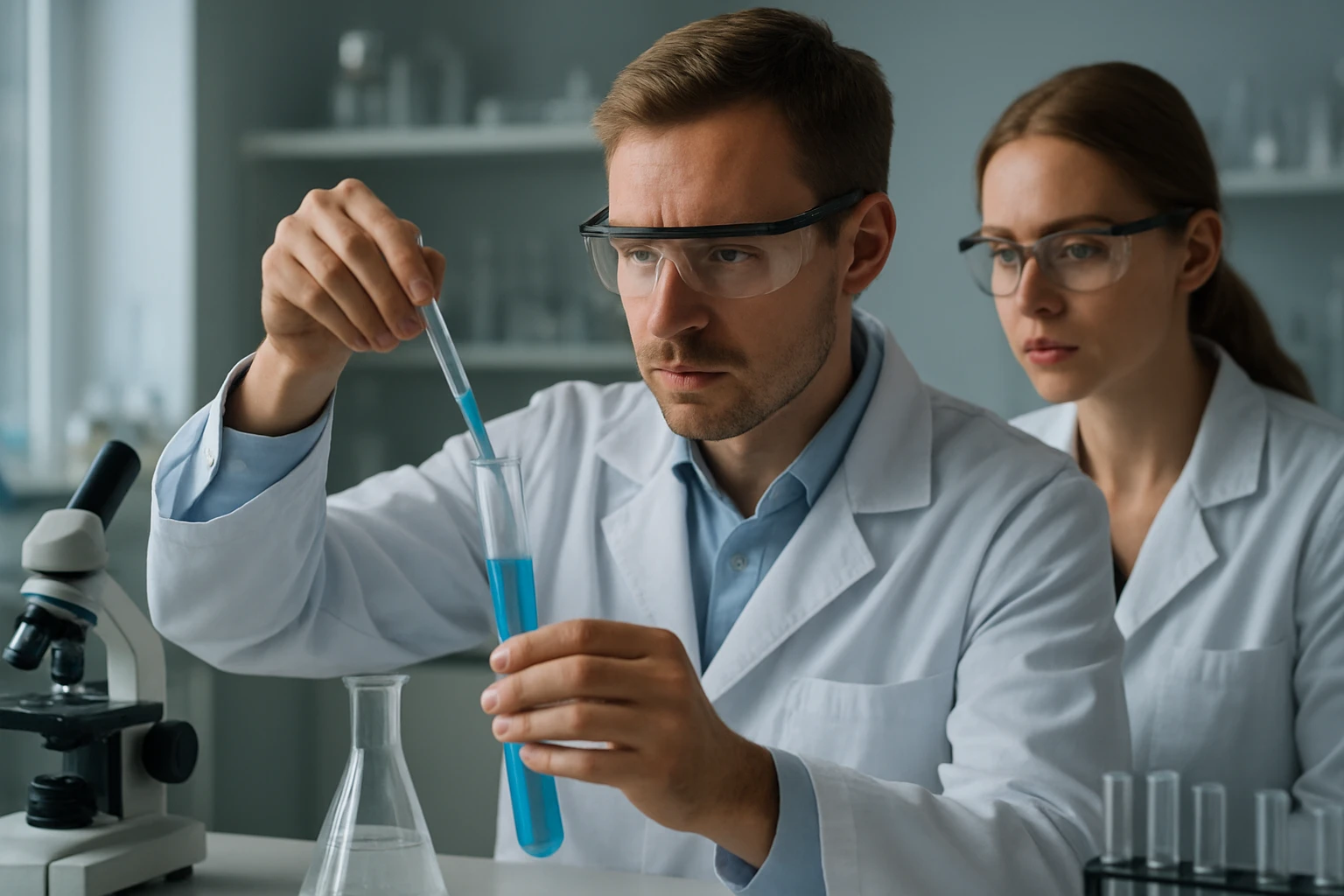 Kémiai kísérlet metil-bromiddal laboratóriumban