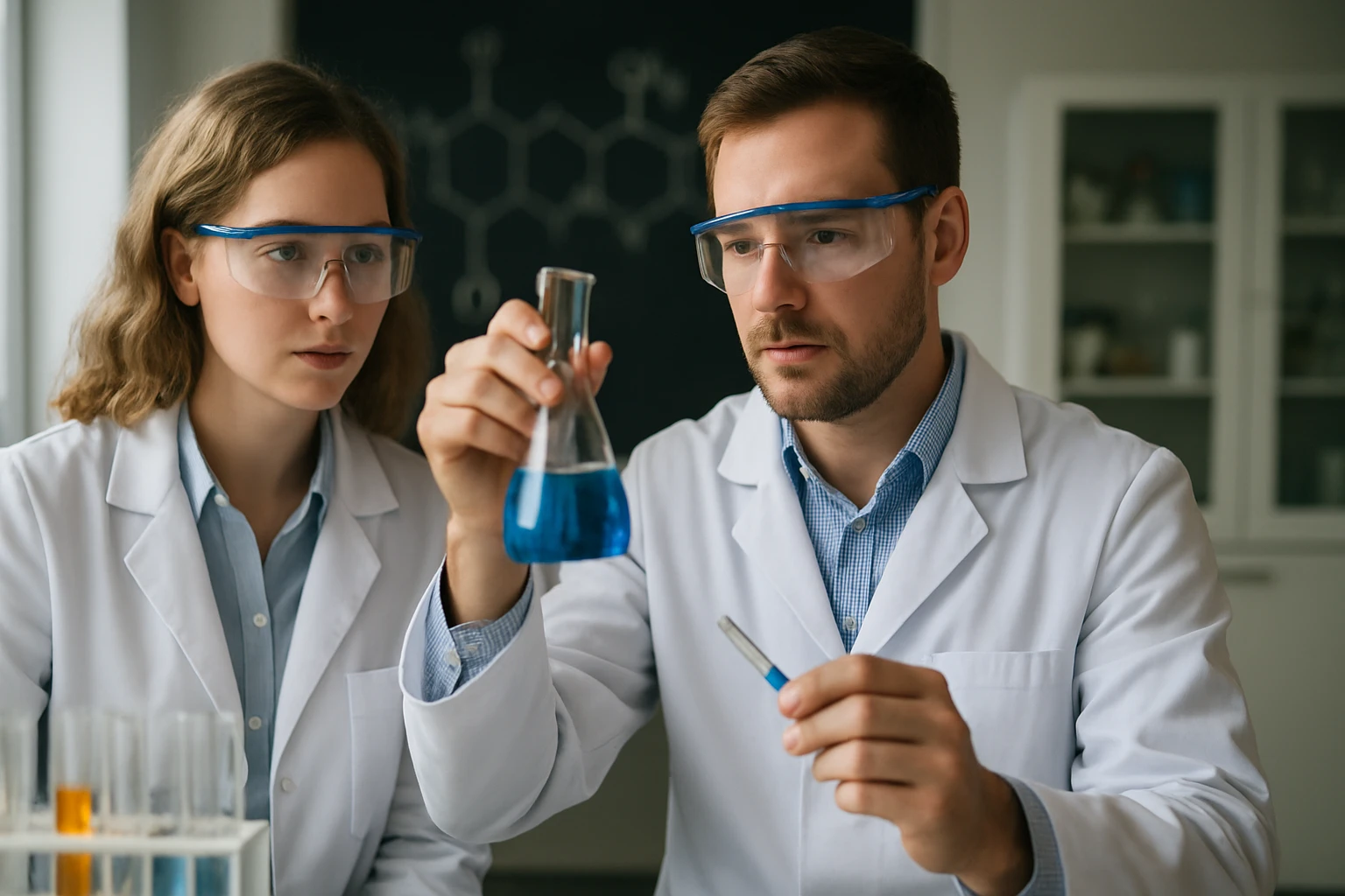 A mircén: A 7-metil-3-metilén-1,6-oktadién hatásai és felhasználási területei Két tudós kémiai kísérletet végez laboratóriumban