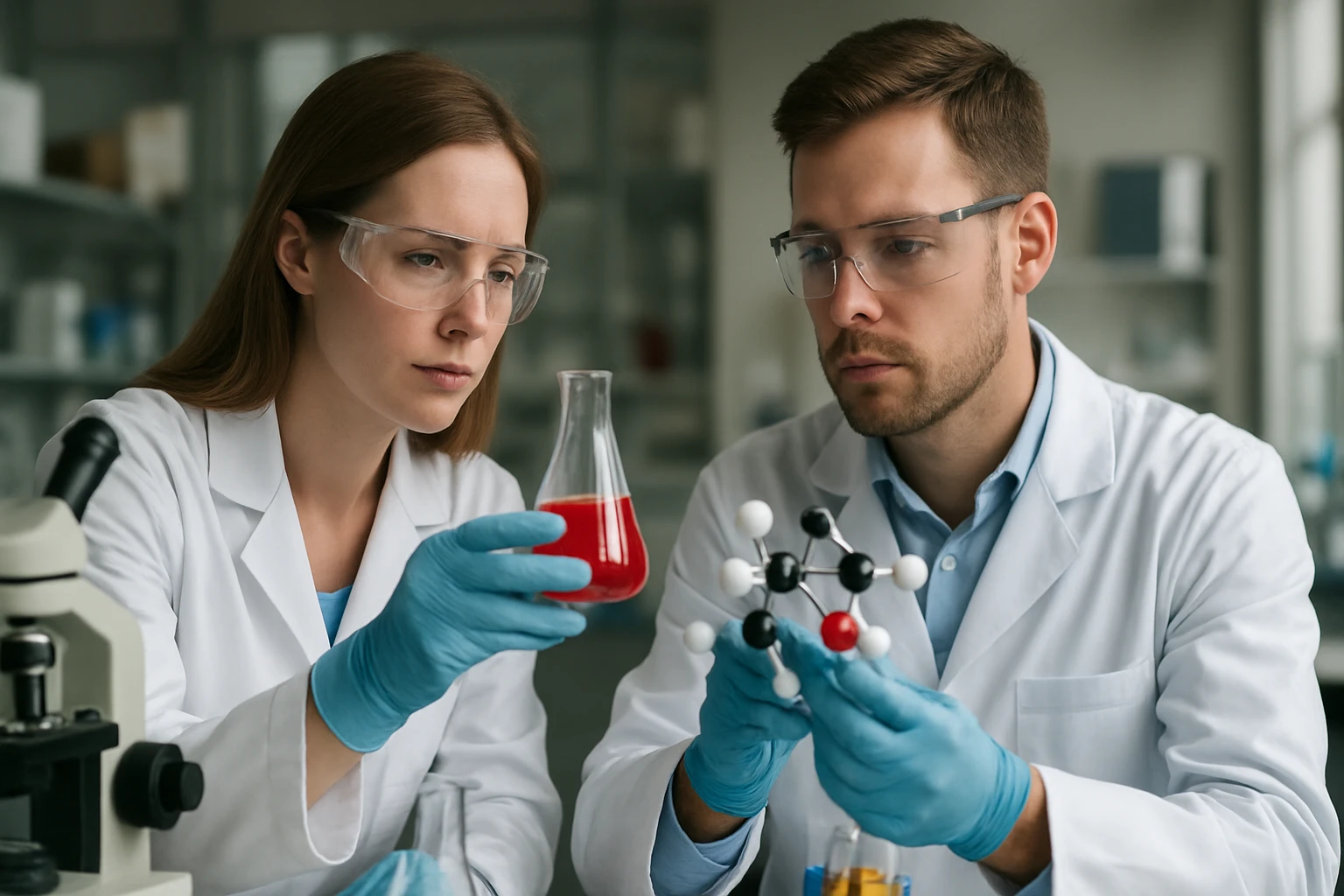 A molibdén: A kémiai elem jellemzői és alkalmazási területei Két kutató kémiai kísérletet végez egy laboratóriumban.