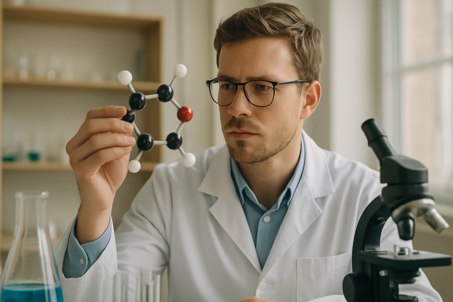 Kémikus monoammónium-foszfát molekulát vizsgál.