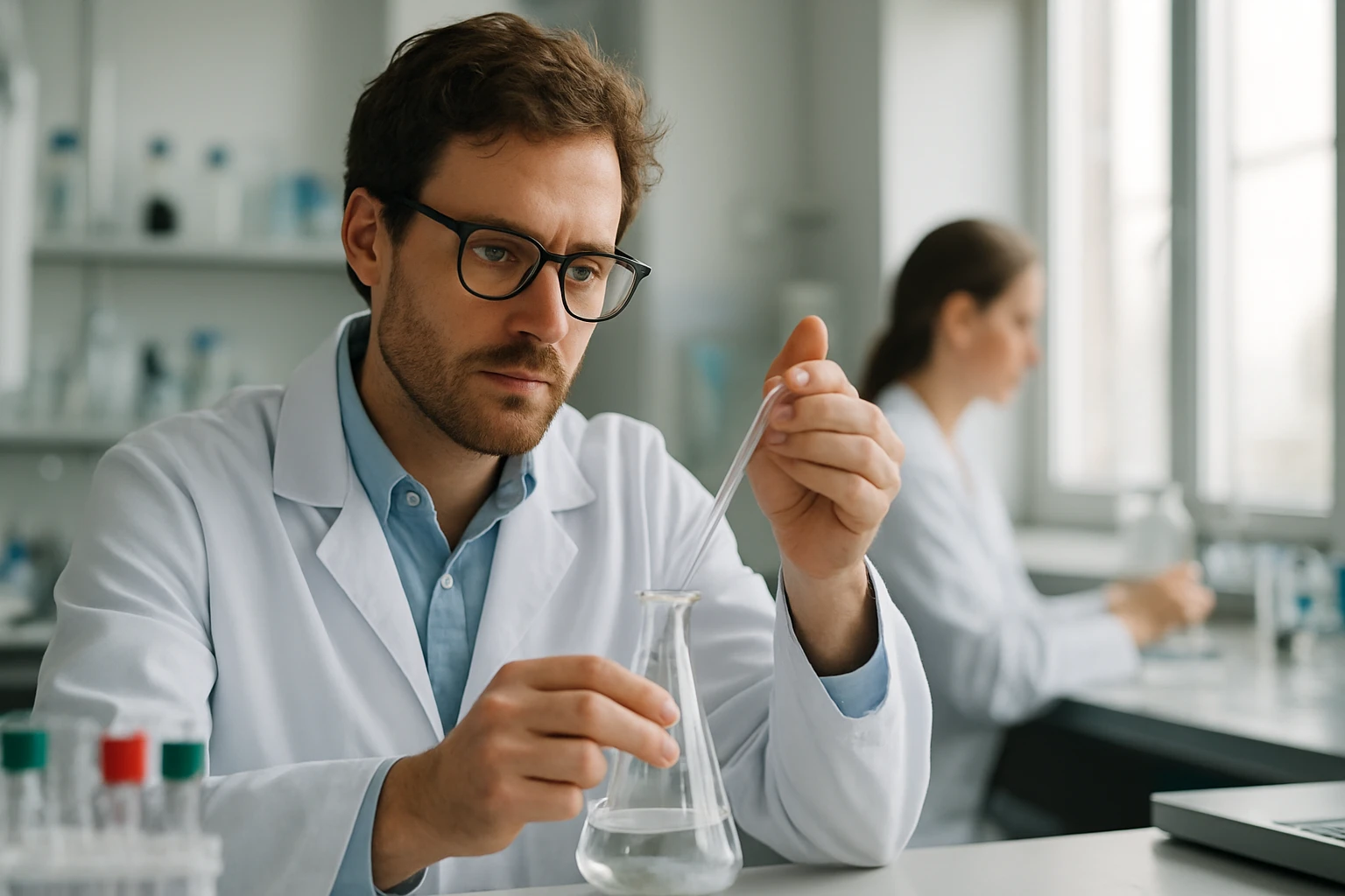 Kémiai kutató monomer és polimerizáció kutatás közben