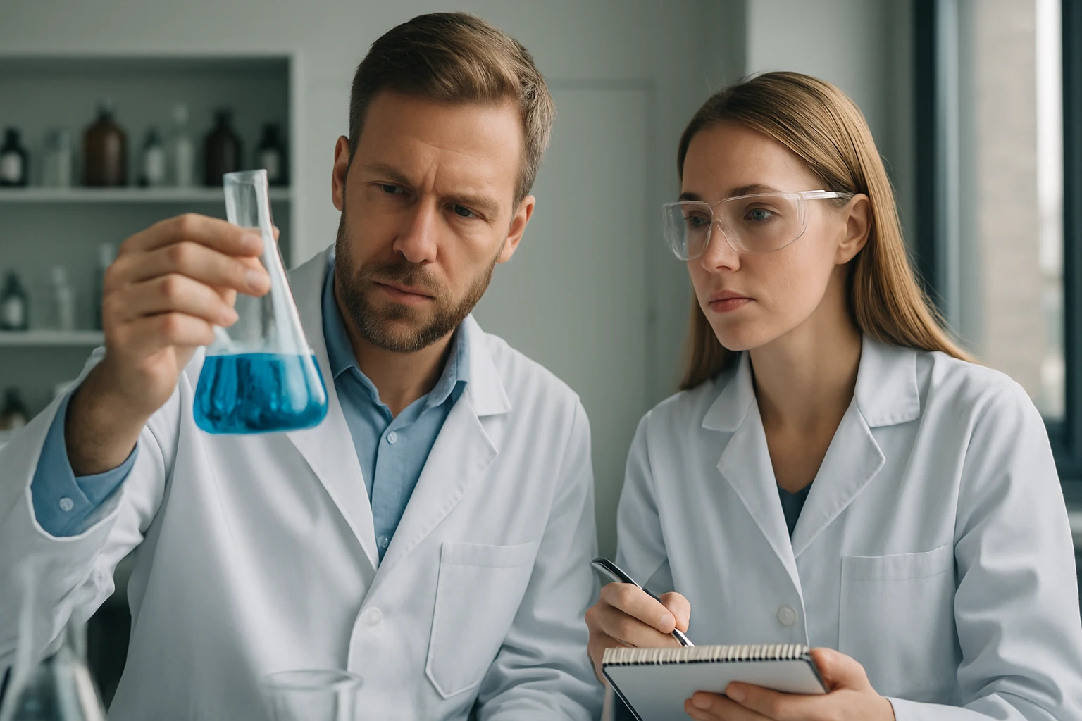 A n-benzoilglicin képlete, tulajdonságai és biokémiai szerepe: egy átfogó áttekintés Két tudós laboratóriumban N-benzoilglicin kémiai elemzésén dolgozik.
