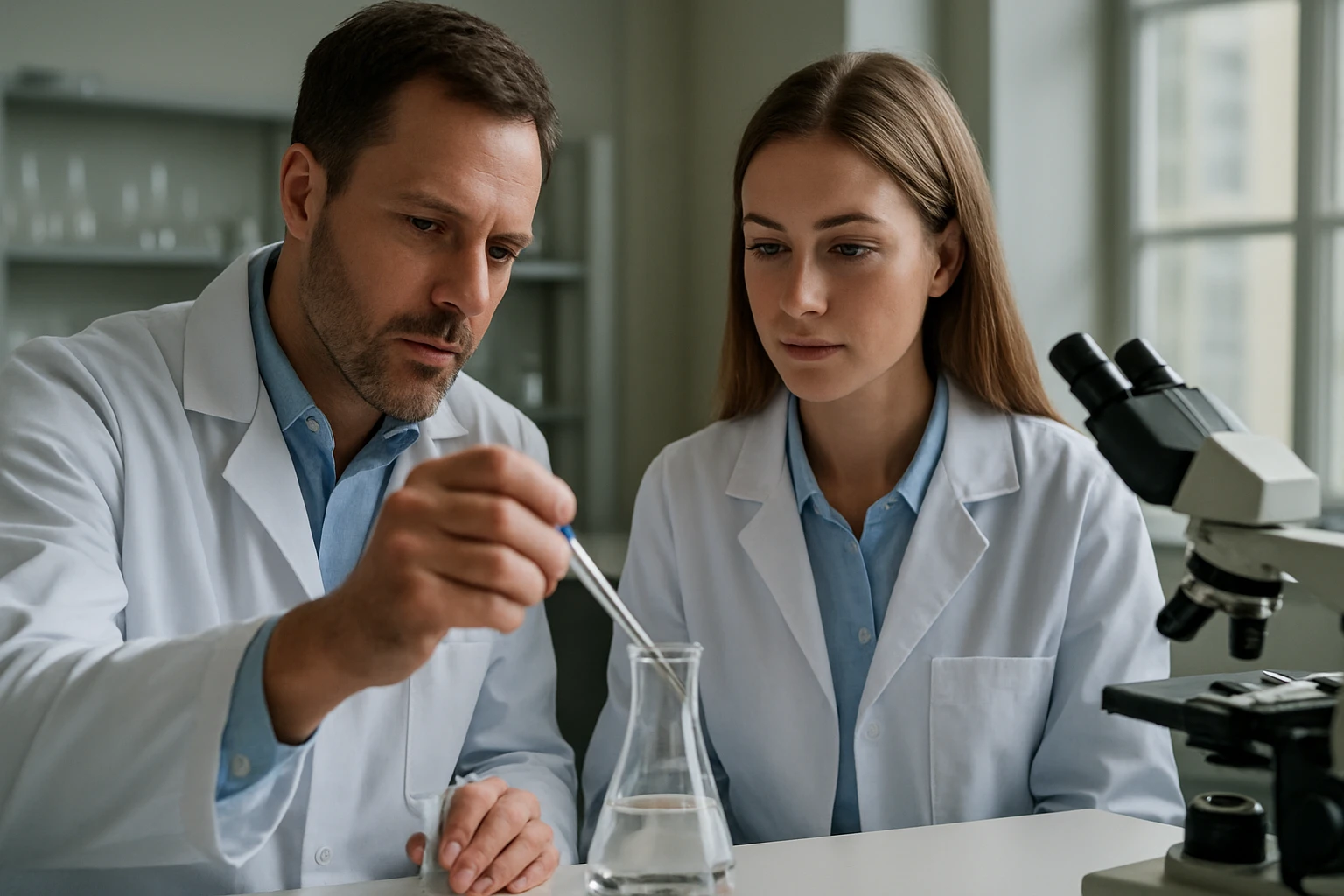 Két kutató laboratóriumban naftalin-2-ol vizsgálata közben