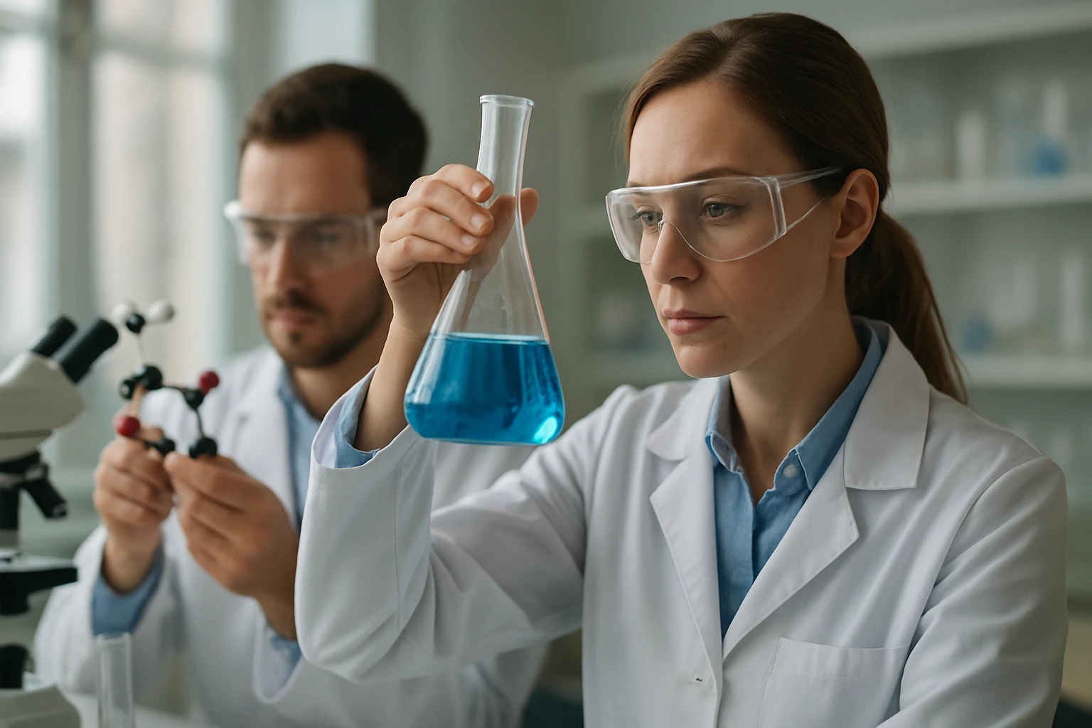 Kémiai kísérlet nátronüveg mintázattal, laboratóriumi környezetben.