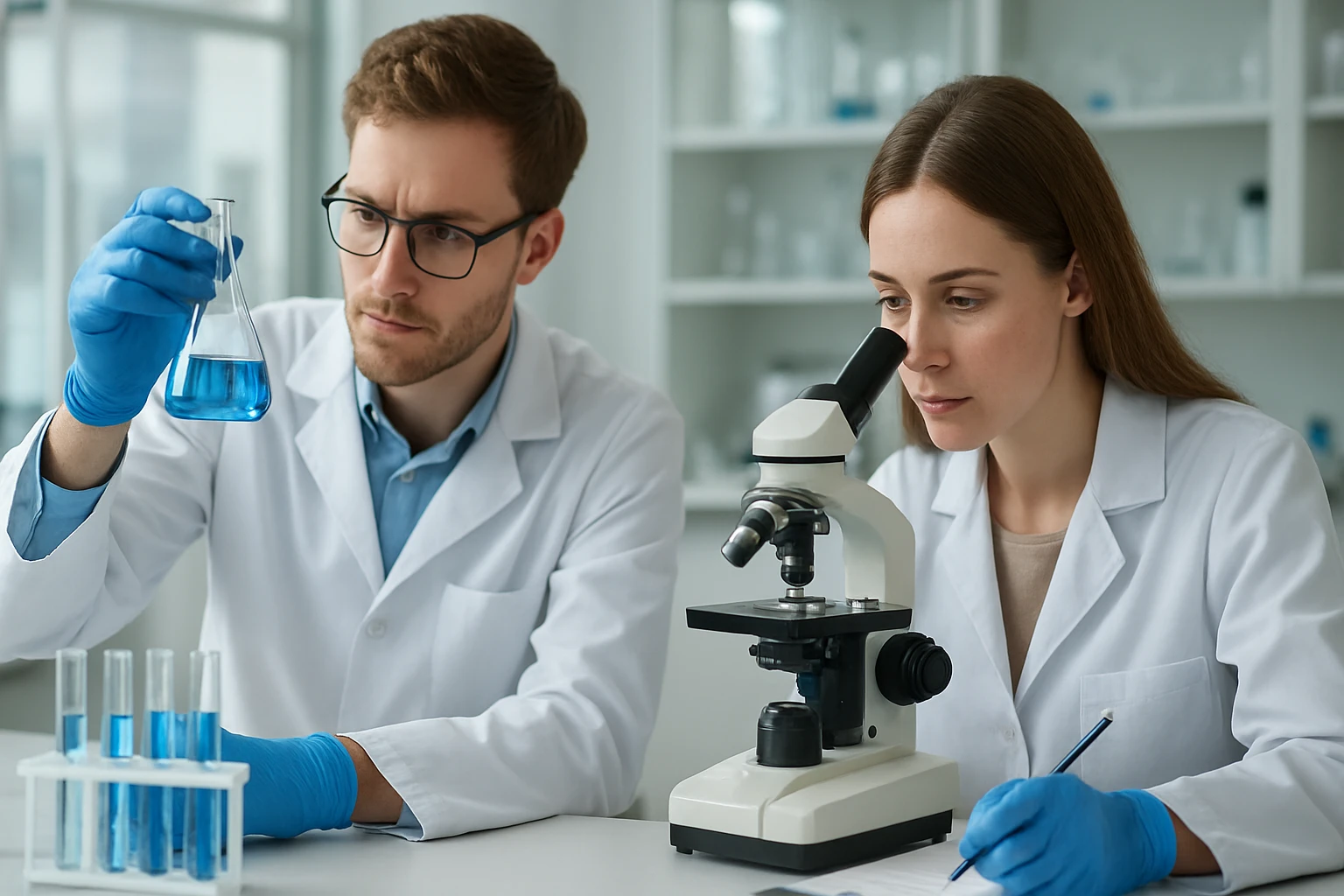 Kémiai laboratóriumi munka nitrocellulóz kutatás során.