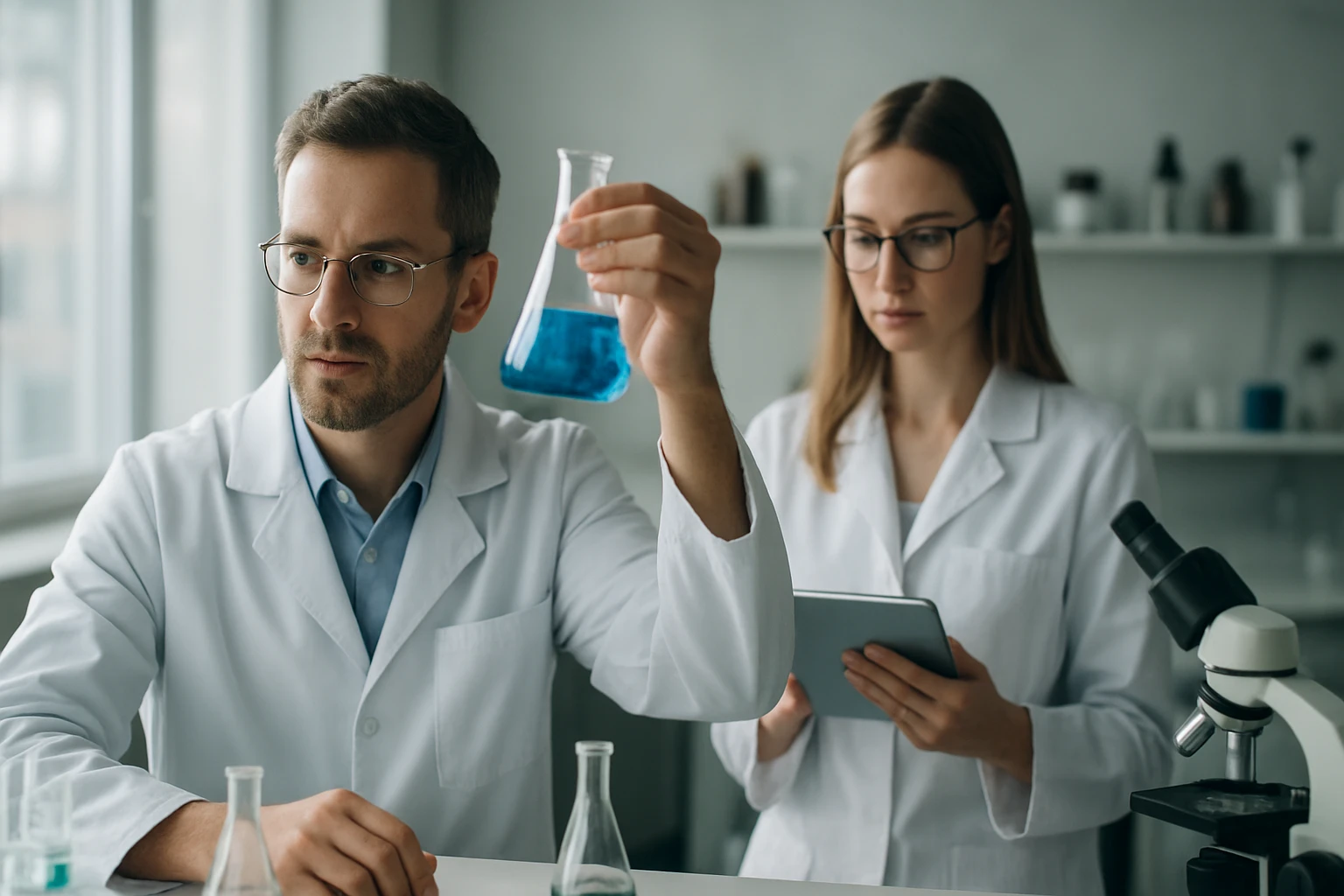 Kémiai kísérlet nitrogén-hidrogénsavval laboratóriumban.