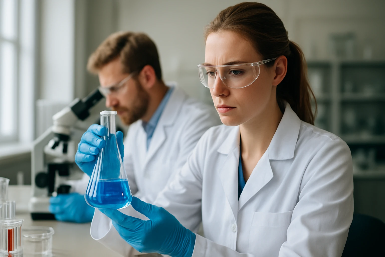 Kémiai kutatás laboratóriumban: ötvözetek és kristályszerkezetek vizsgálata.