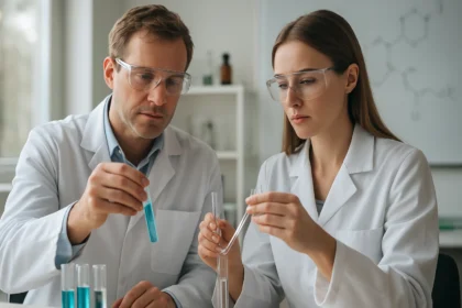 Két kutató laboratóriumban, reakciósebességi állandó vizsgálata