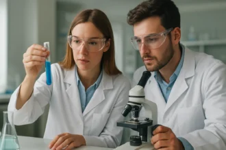 Két kutató laboratóriumi környezetben rektifikált alkoholt vizsgál