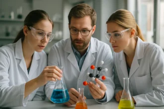 Kutatók robbanózselatin kísérletezése laboratóriumban