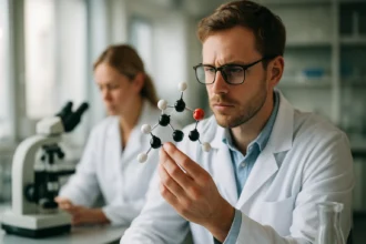 Kutatás a kémiai struktúrák és vegyületek területén laboratóriumban