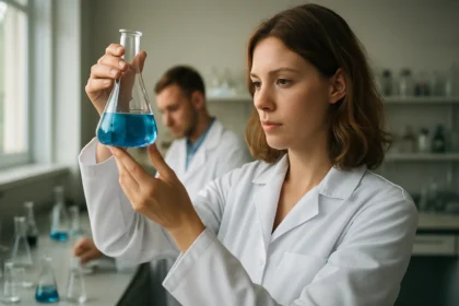 Kémiai kísérlet sóhidridekkel egy laboratóriumban.