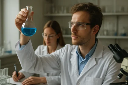 Kémiai kísérlet során sóskasav elemzése laboratóriumban