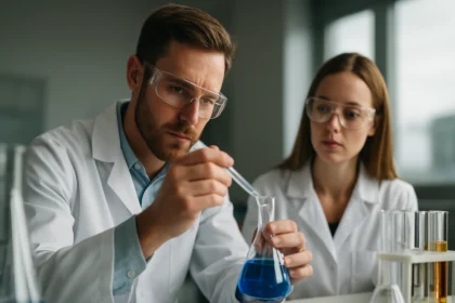 Kísérletező tudósok laboratóriumban hibridizációs kutatás közben.